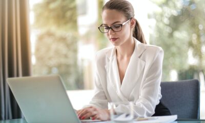 A Woman Looking at Her Laptop