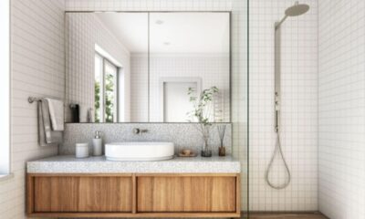 Stylish bathroom with clean lines, natural light, and efficient use of space.